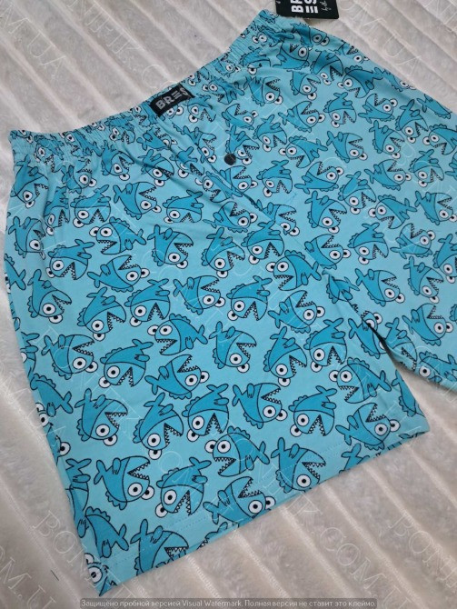 Мужские голубые семейные трусы BRES с принтом "Весёлые акулы" (арт. MBXK 307/01/120) Кривой Рог - изображение 2