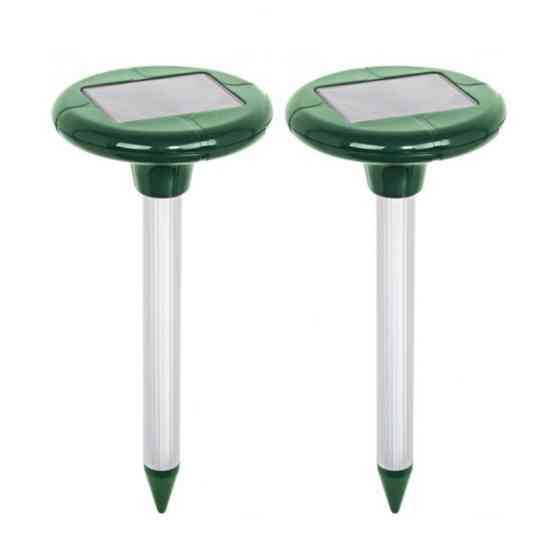 Отпугиватель кротов, ящериц и змей на солнечной батарее, набор 2 шт защита участка до 500 кв.м. зеле Одесса