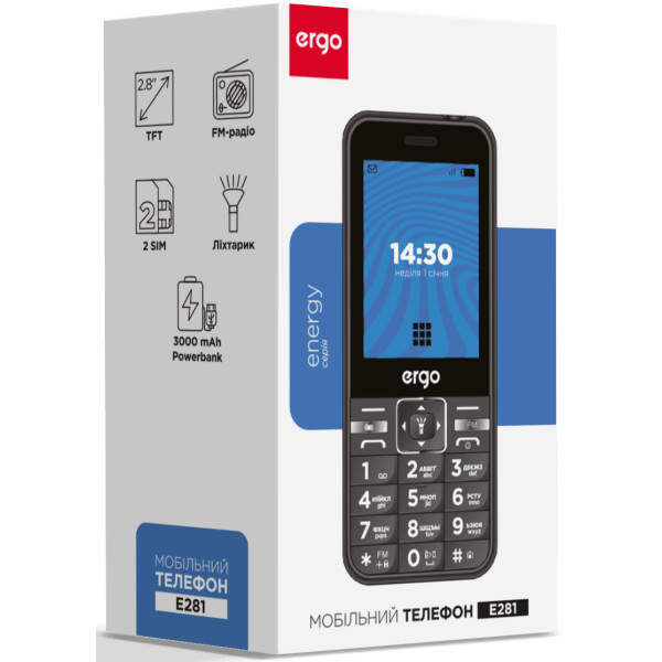 Телефон ERGO E281 Blue Харків - зображення 6