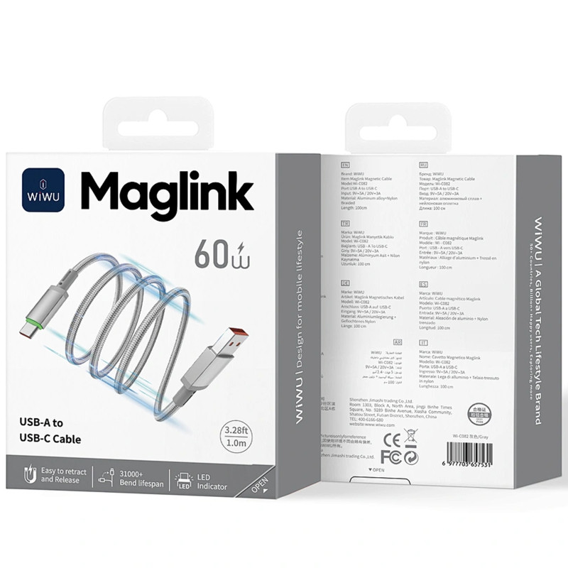 Уценка Дата кабель WIWU C082 Maglink USB to Type-C 60W (1m) Херсон - зображення 5