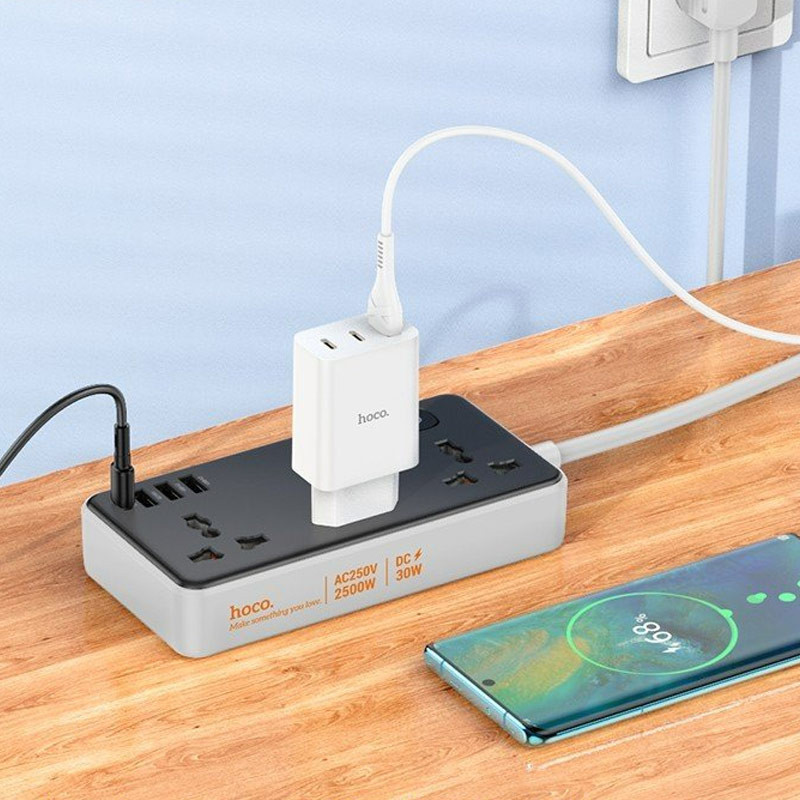 Удлинитель Hoco AC8A Storm (PD30W/1C/3A/3xSocket) (1.5m) Херсон - зображення 3