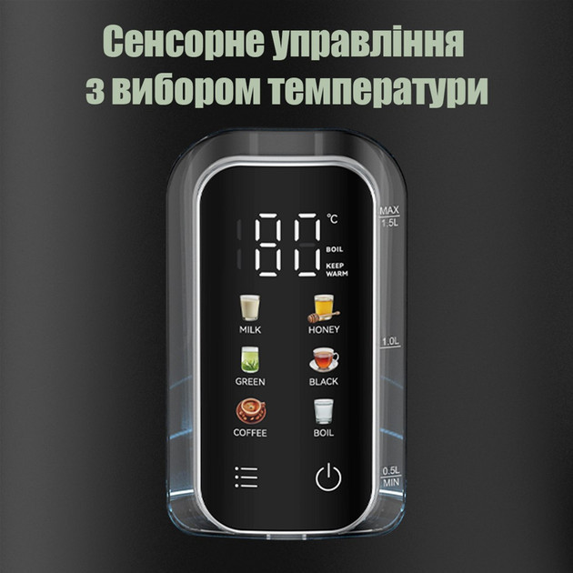 Электрочайник QUIN KTL-303 1.5 л черный Київ - зображення 7