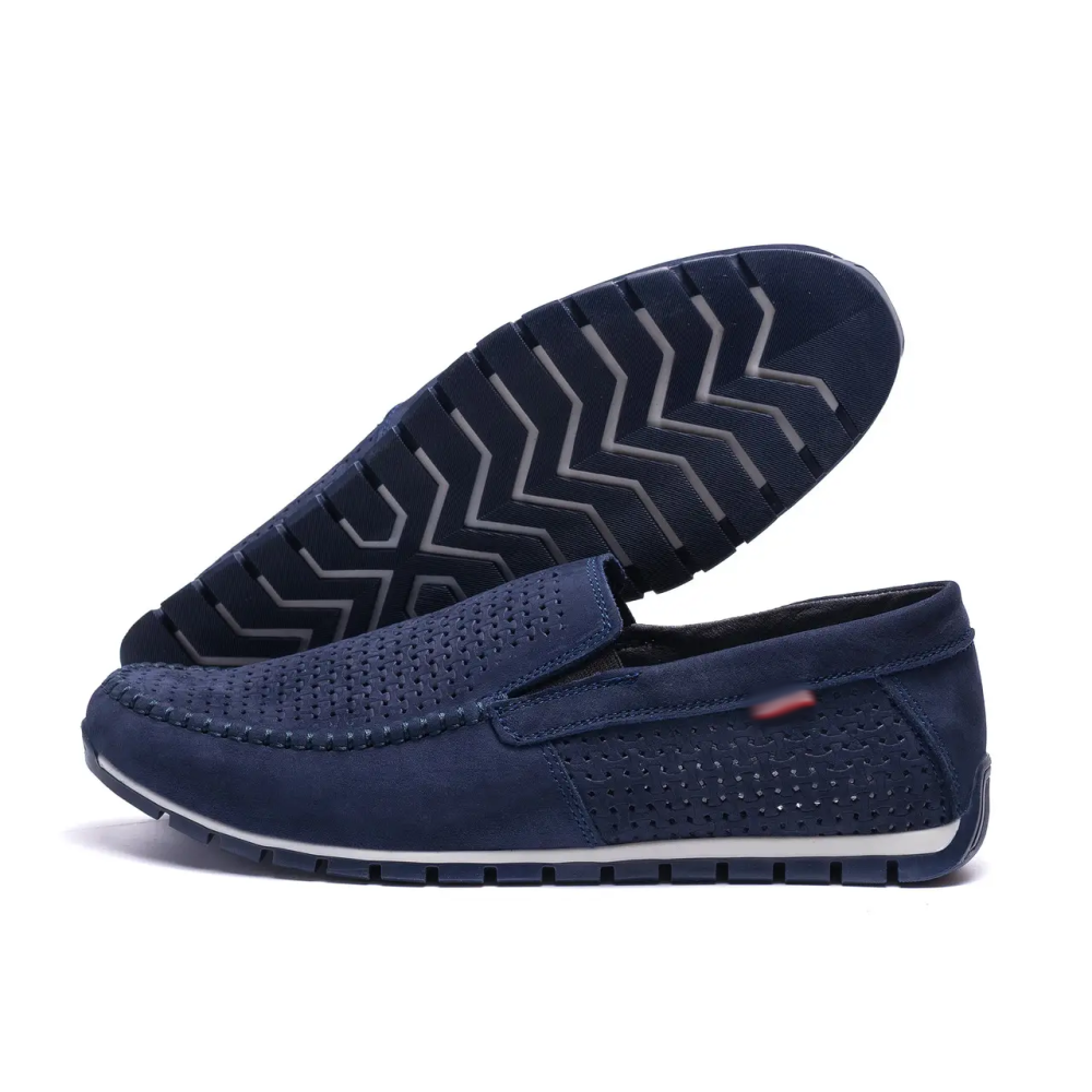 Мужские летние кожаные мокасины  LS перфорация Dark blue Київ - зображення 11