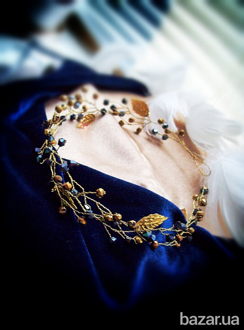 Франческа веточка веночек золотистый графит плетенный растение ветка хрусталь Луцк - изображение 1