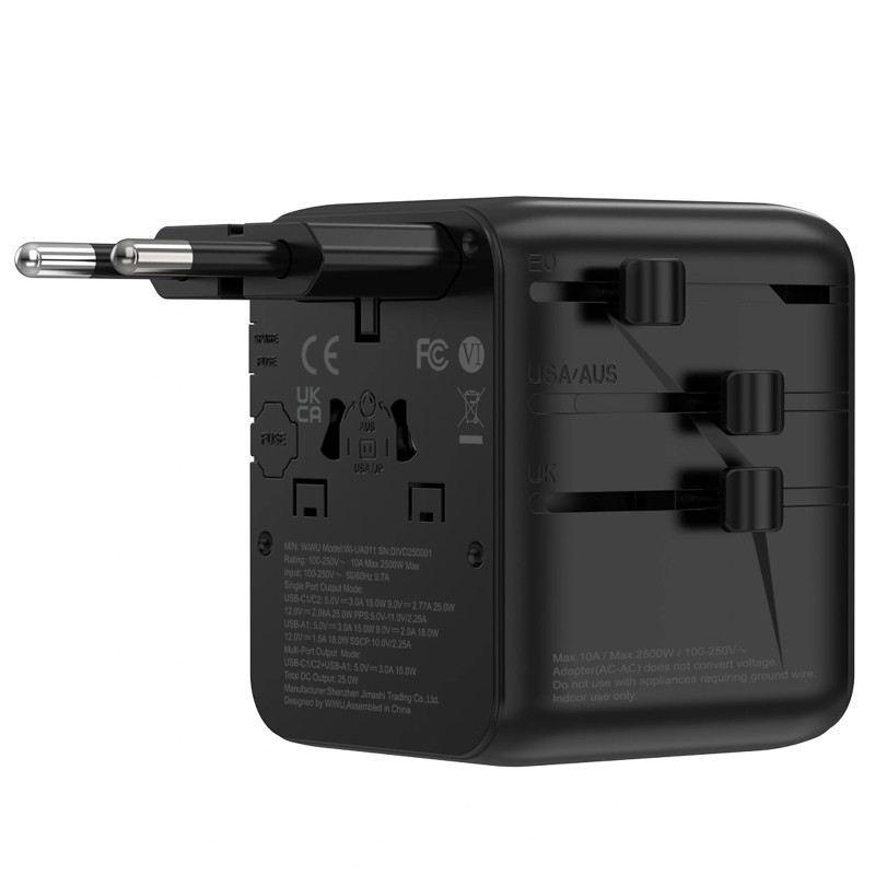 Сетевой универсальный переходник WIWU UA011 Warrior GaN 25W + 1USB-A/2C Херсон - зображення 2