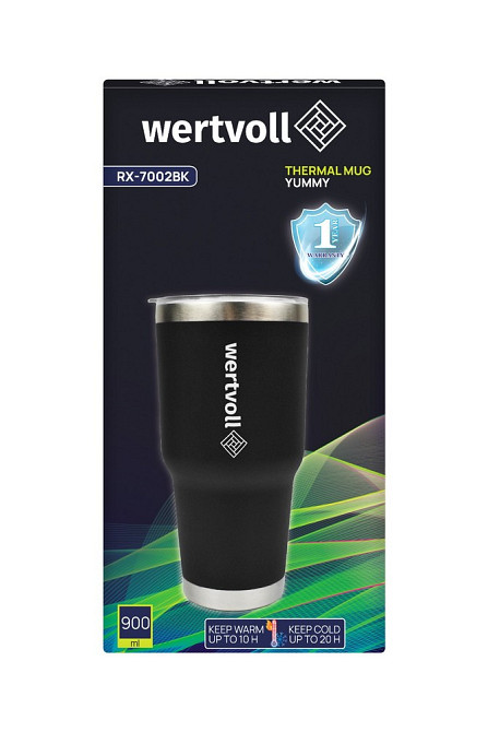 Термокружка WERTVOLL "YUMMY" 900 мл SS черная RX-7002BK Харьков - изображение 6