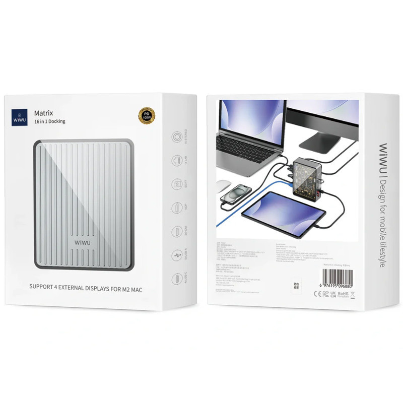 Уценка Переходник HUB WIWU Matrix docking station 16in1 W1601 Херсон - зображення 6