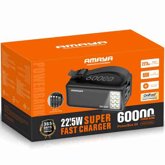 Уценка Портативное ЗУ Power Bank Amaya F600L PD22.5W flashlight 60000 mAh Херсон