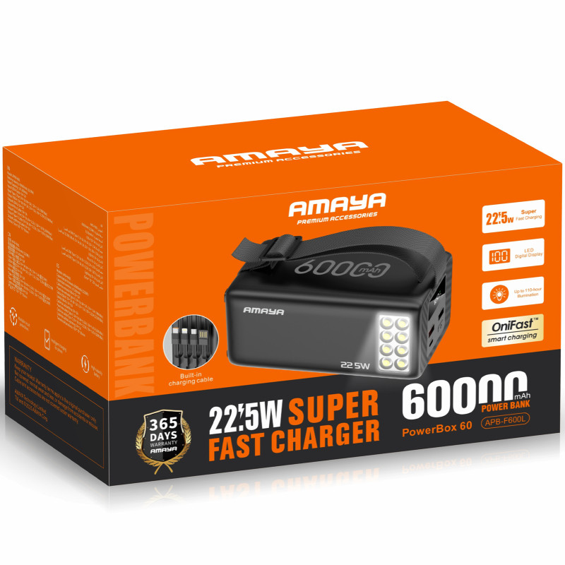 Уценка Портативное ЗУ Power Bank Amaya F600L PD22.5W flashlight 60000 mAh Херсон - зображення 2