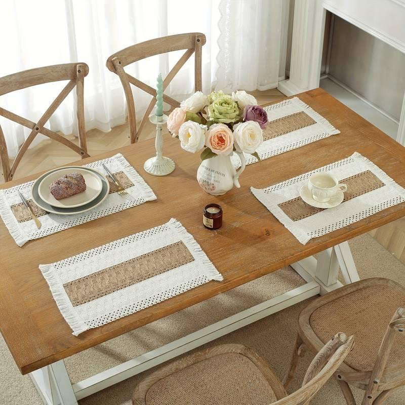 Салфетки Leeseph с бахромой 30*50см 4 шт коричнево-бежевый Одесса - изображение 5