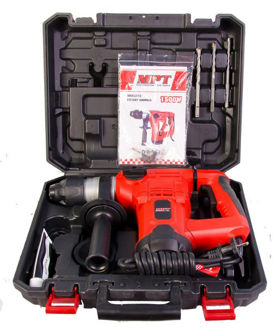 Перфоратор MPT PROFI SDS-PLUS 32 мм 1500 Вт 880 об/мин 4350 уд/мин 5 Дж 3 режима аксессуары 5 шт кей Харків - зображення 9