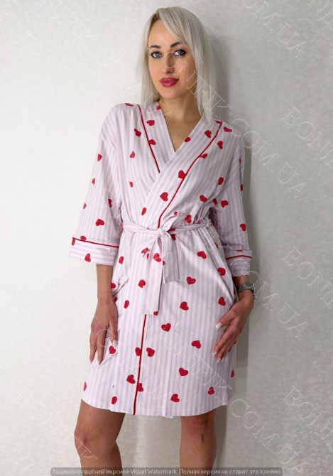 Женский халат на поясе с рисунком "Loveu" (арт. LGK 208/25/01) Кривий Ріг - зображення 2