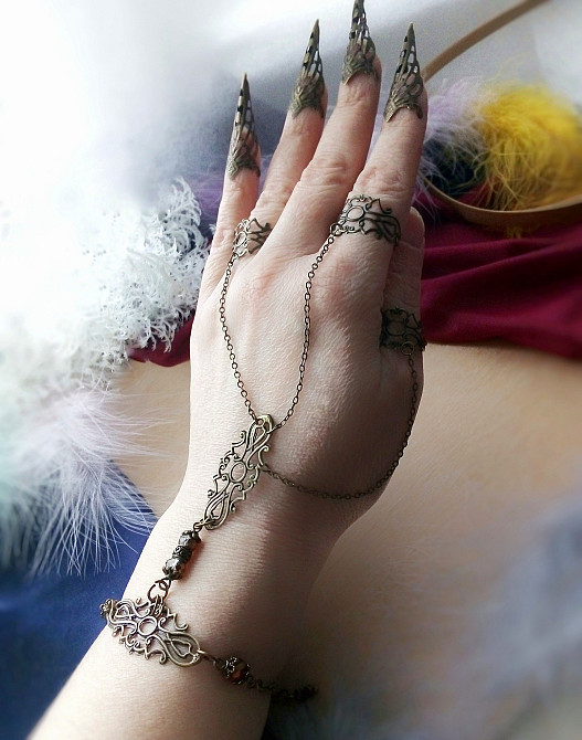 Слейв браслет кігтики бронза фентезі аксесуар на руку нігті накладні кільця ланцюжки Луцк - изображение 5