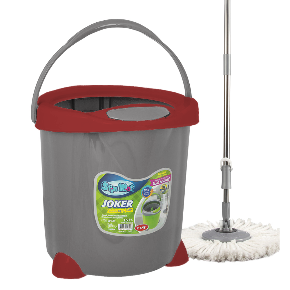 Набор для уборки Planet Spin Mop Joker 15 л серый с красным Киев - изображение 1