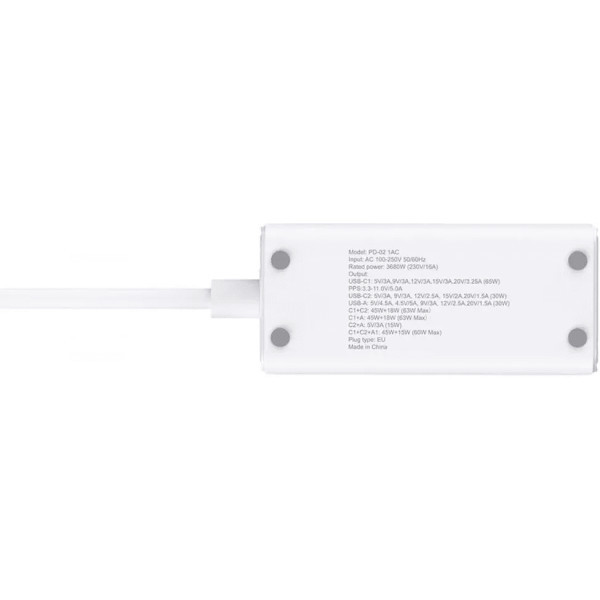 Фільтр живлення Proove Power Strip PD-02 65W (2 Type-C + 1USB) White (PSP165210001) Харків - зображення 6