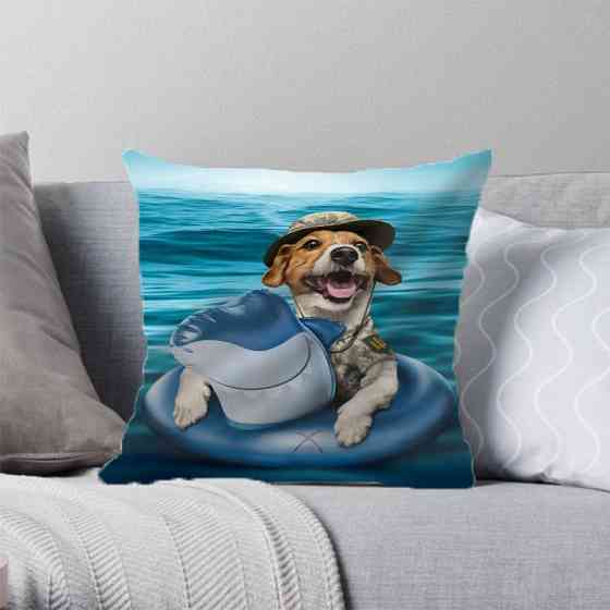 Подушка патріотична 3D Пес Патрон на морі 2768_E 12900 50х50 см Київ