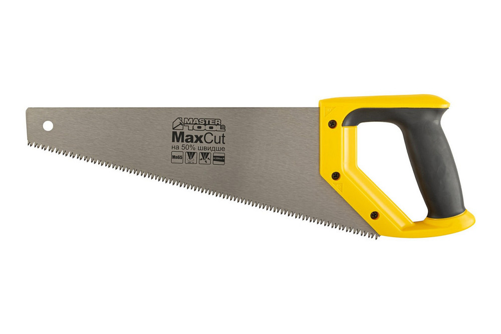 Ножовка столярная MASTERTOOL 7TPI MAX CUT 350 мм закаленный зуб 3-D заточка полированная 14-2035 Харків - зображення 1