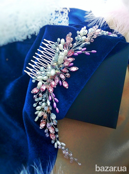 Лотос гілочка гребінь заколка нюдовий рожевий прикраса у волосся випускний веірній аксесуар Луцк - изображение 1