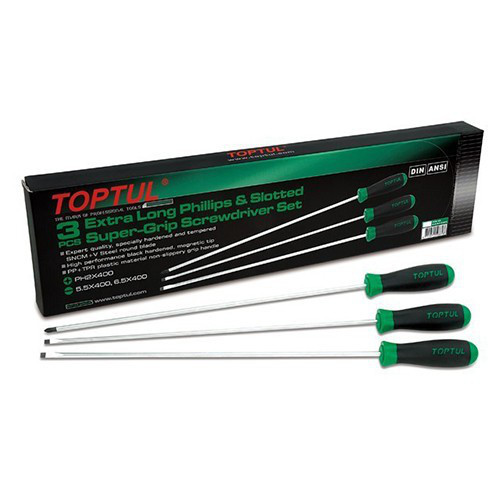 Набор отверток длинных 3ед. TOPTUL (PH2x400, SL5,5x400, SL6,5x400) GAAE0306 Харків - зображення 1