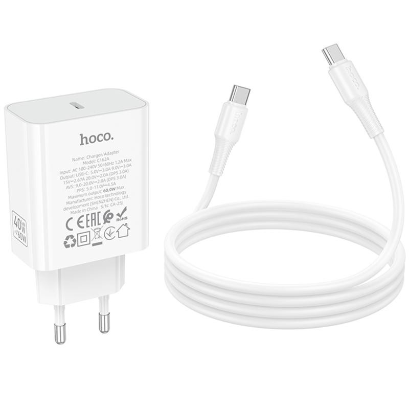 СЗУ Hoco C162A Source PD40W (1USB-C) + кабель Type-C to Type-C Херсон - зображення 3