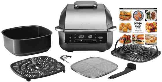 Гриль-барбекю электрический Ninja Foodi Air Grill & Air Fryer с Сooking probe EG351EU 1760 Вт серебр Киев
