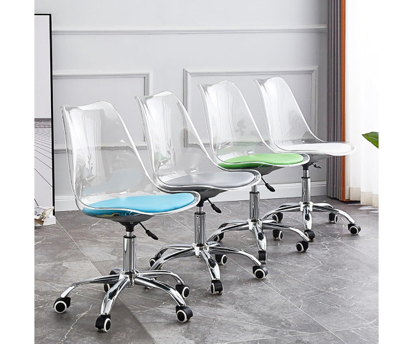 Офісне крісло Астер прозоре з білим сидінням Днепр - изображение 3