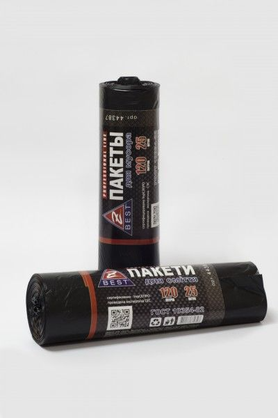 Мешки для мусора Z-BEST-44387 черные 120 литров по 25 штук в рулоне 20 Киев - изображение 1