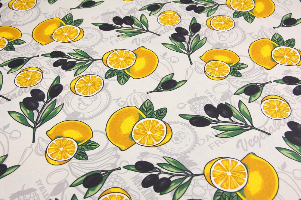 Скатерть водооталкивающая 120х170см Лимоны и маслины Одеса - зображення 1