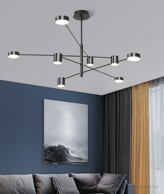 Люстра стельова LED DE31/8-bk-k Чорний 40-90х102х102 см. Київ - зображення 1