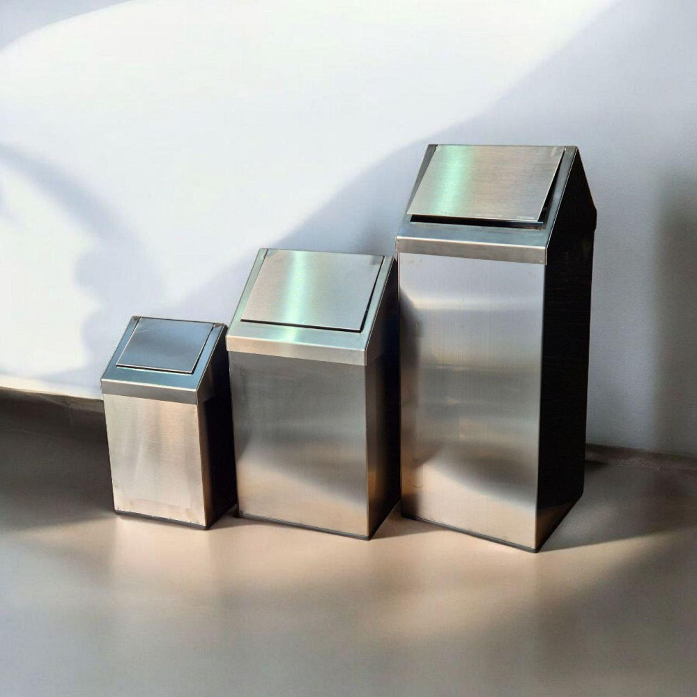 Мусорная корзина из нержавеющей стали с поворотной крышкой, 16 л (0232) Киев - изображение 3