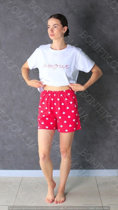 Женский комплект пижамы (футболка+шорты) "Amour" (арт. LPK 2970/37/01) Кривий Ріг - зображення 1