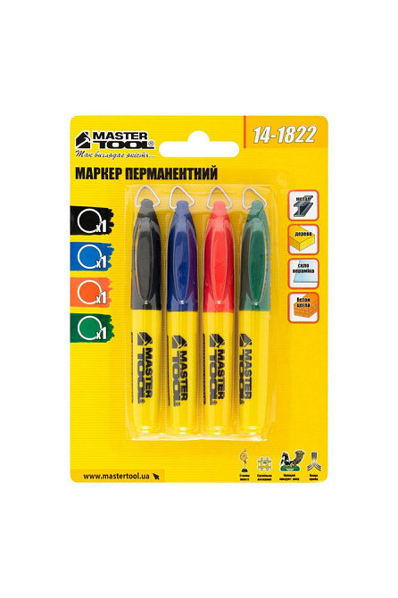 Маркер перманентный MASTERTOOL цветной набор 4шт 14-1822 Харків - зображення 4