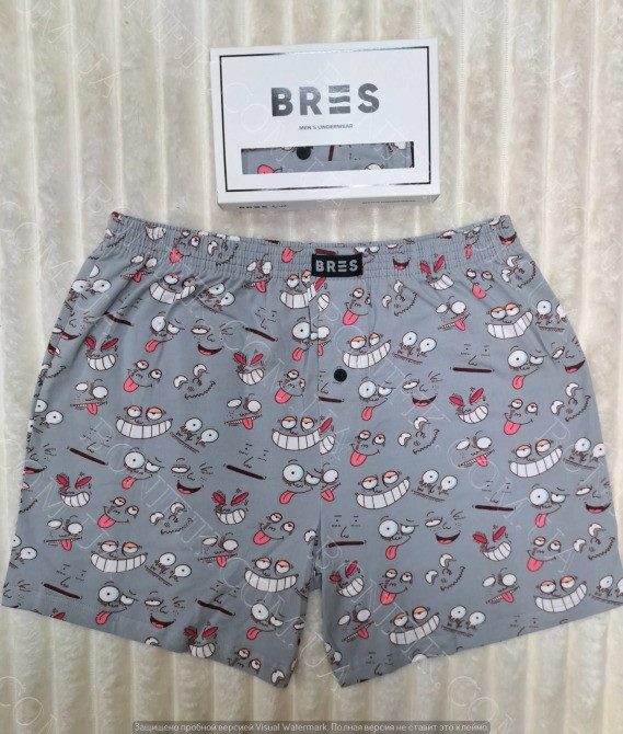 Мужские серые семейные трусы с принтом «Смешные рожицы» BRES (арт. MBXK 306/01/122) Кривой Рог - изображение 1