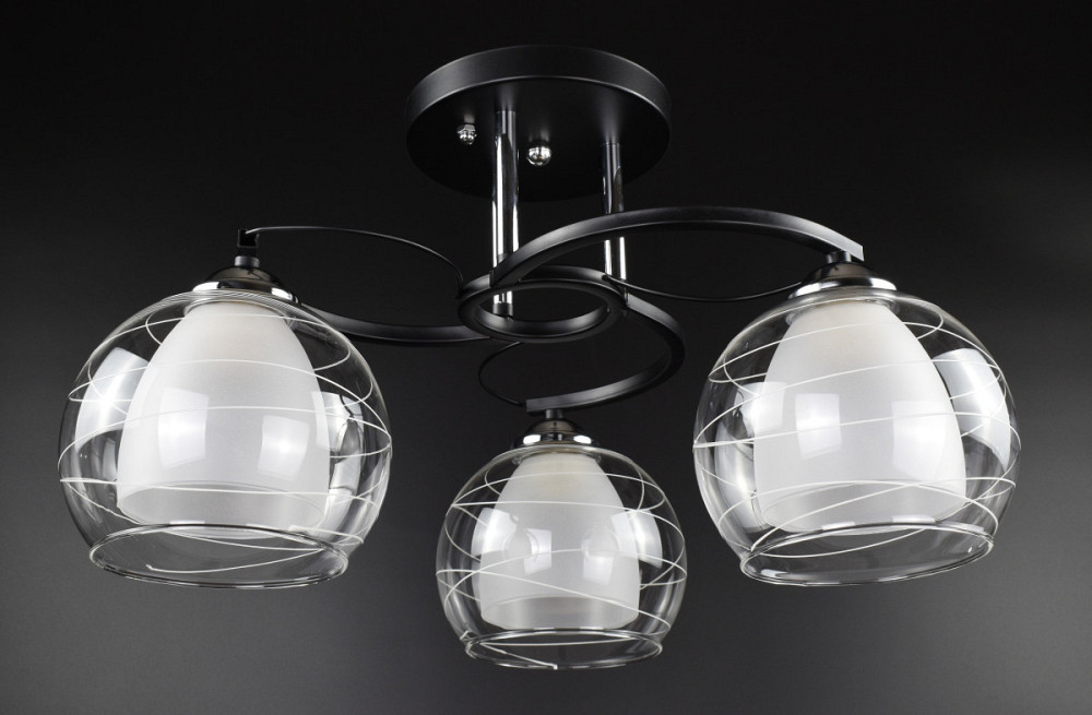 Люстра стельова на 3 лампочки 6634/3-bk Чорний 28х44х44 см. Київ - зображення 1