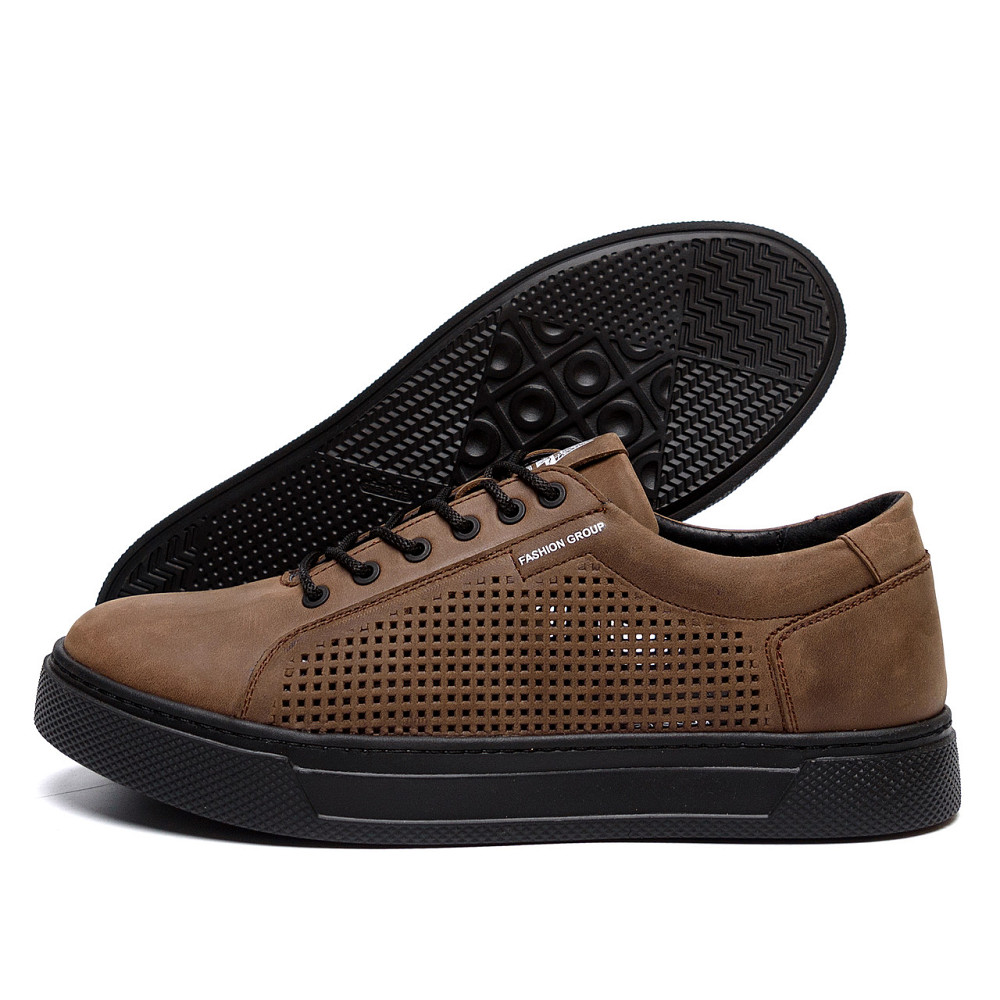 Мужские летние кожаные кеды Kristan перфорация Київ - зображення 1