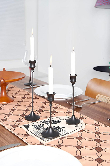 Набор подсвечников Leeseph Mat 3шт черный  MV024 Одеса - зображення 5