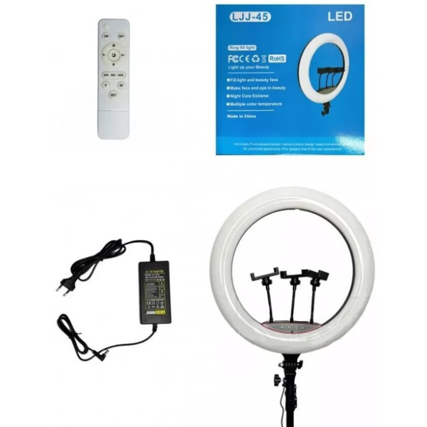 DM Лампа Кільцева LED 45 cm 18" 256 Lights Touch Switch Adapter LJJ-45 (Код товару:41072) Харків - зображення 2