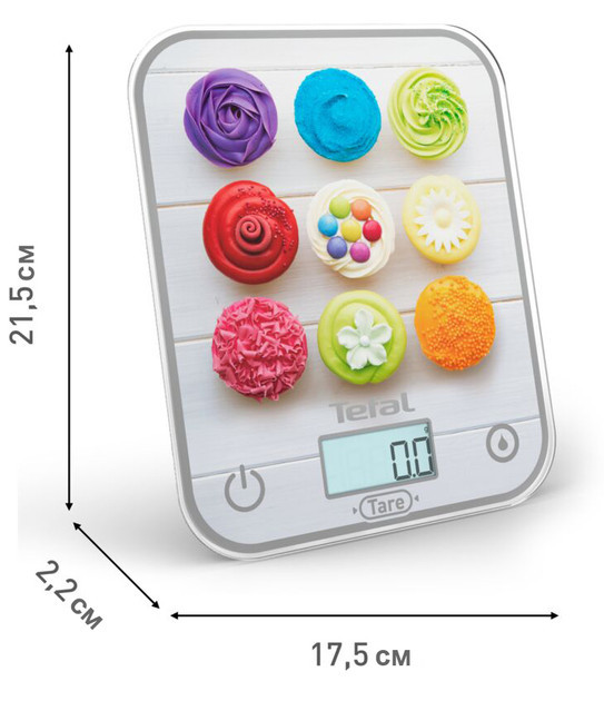 Весы кухонные Tefal Optiss Cake Pops BC50D4V0 5 кг серебристые Київ - зображення 8
