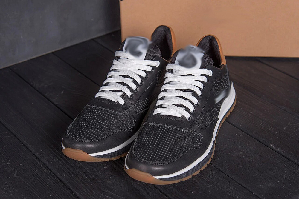 Мужские кожаные летние кроссовки, перфорация Classic black Київ - зображення 10