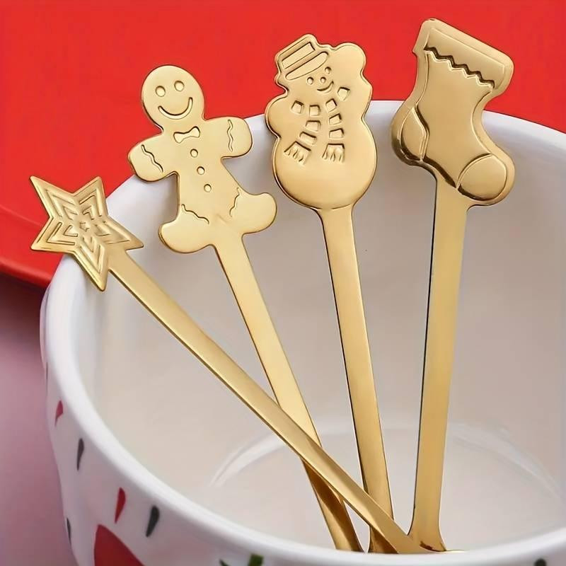 Набор чайных ложек новогодних Merry Christmas золотые 4 шт Одеса - зображення 7