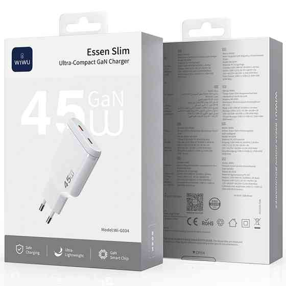 СЗУ WIWU G034 Essen PD45W GaN (2USB-C) Херсон