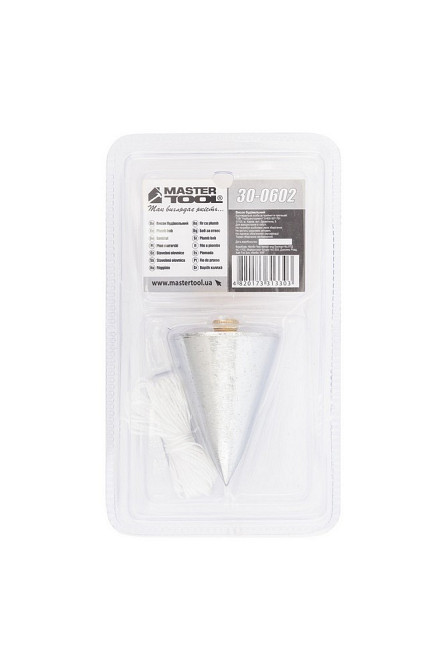 Отвес строительный MASTERTOOL металлический конусный 300 г шнур L 5 м 30-0602 Харьков - изображение 4