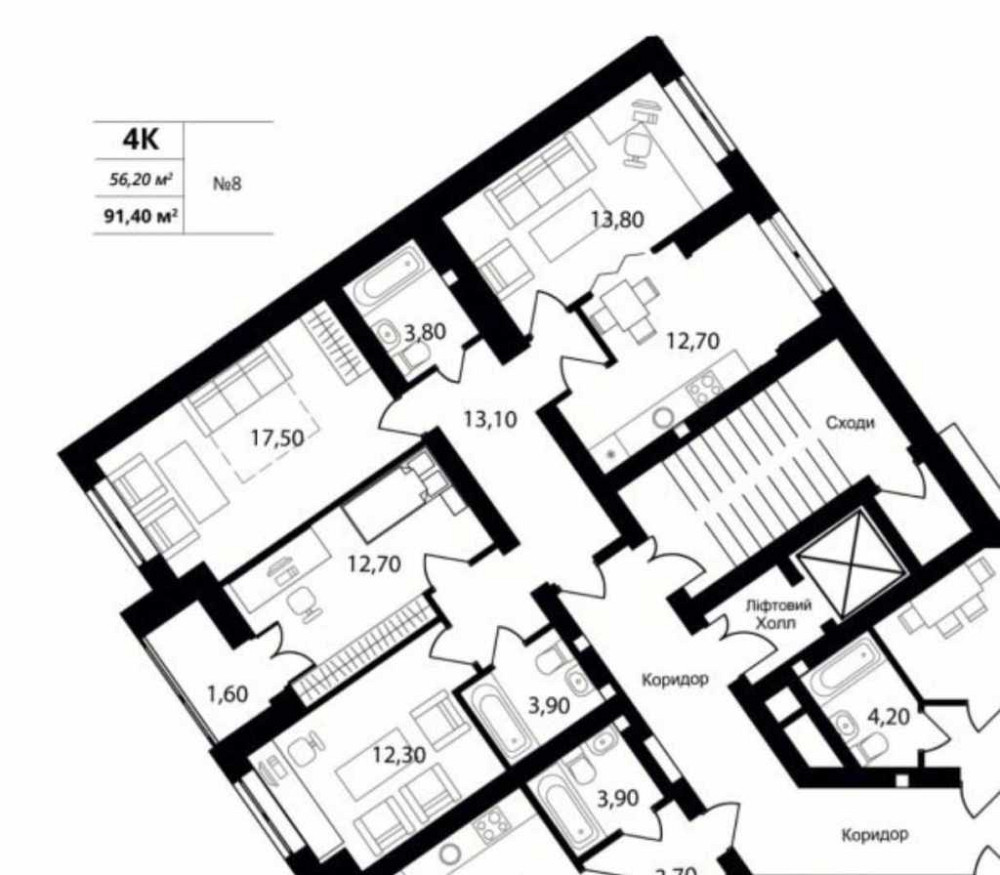 продажа 4-к квартира Киево-Святошинский, Петропавловская Борщаговка, 90000 $  - изображение 1