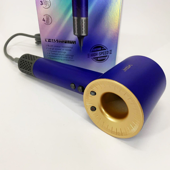 Фен професійний VGR V-445 BLUE, 3 рівні обдування, 4 рівні температури, 1600 Вт Харків - зображення 4