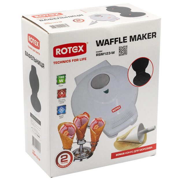 Вафельница Rotex RSM-123W 780 Вт белая Київ - зображення 3