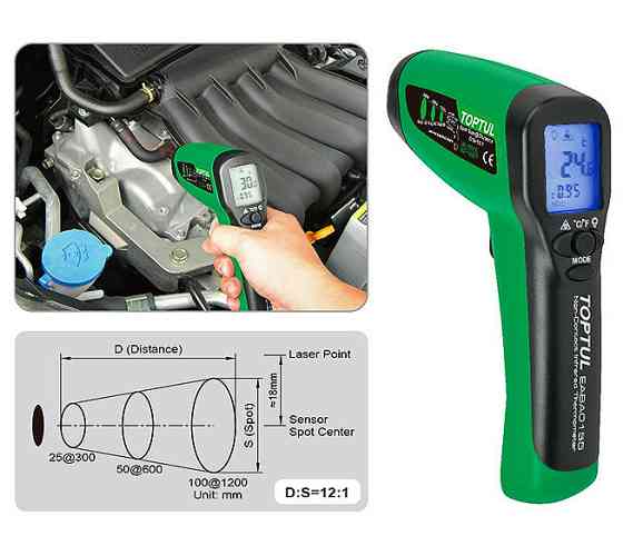 Пирометр (бесконтактный инфракрасный термометр) TOPTUL EABA0155 Харків