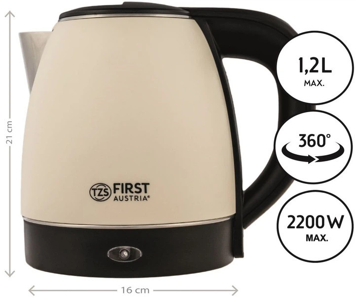 Чайник электрический First FA-5407-3-CR 1.2 л бежевый Київ - зображення 3