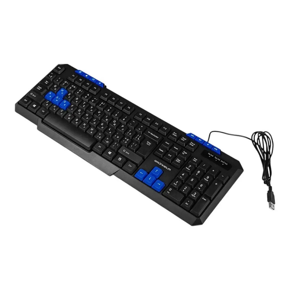 Клавиатура компьютерная проводная Grunhelm KB-606WD 1.5 м черная Київ - зображення 2