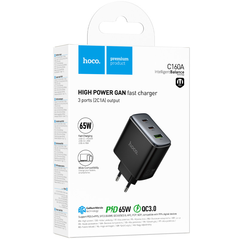 СЗУ Hoco C160A Upgrade PD65W+QC3.0 (1USB-A/2C) Херсон - зображення 2