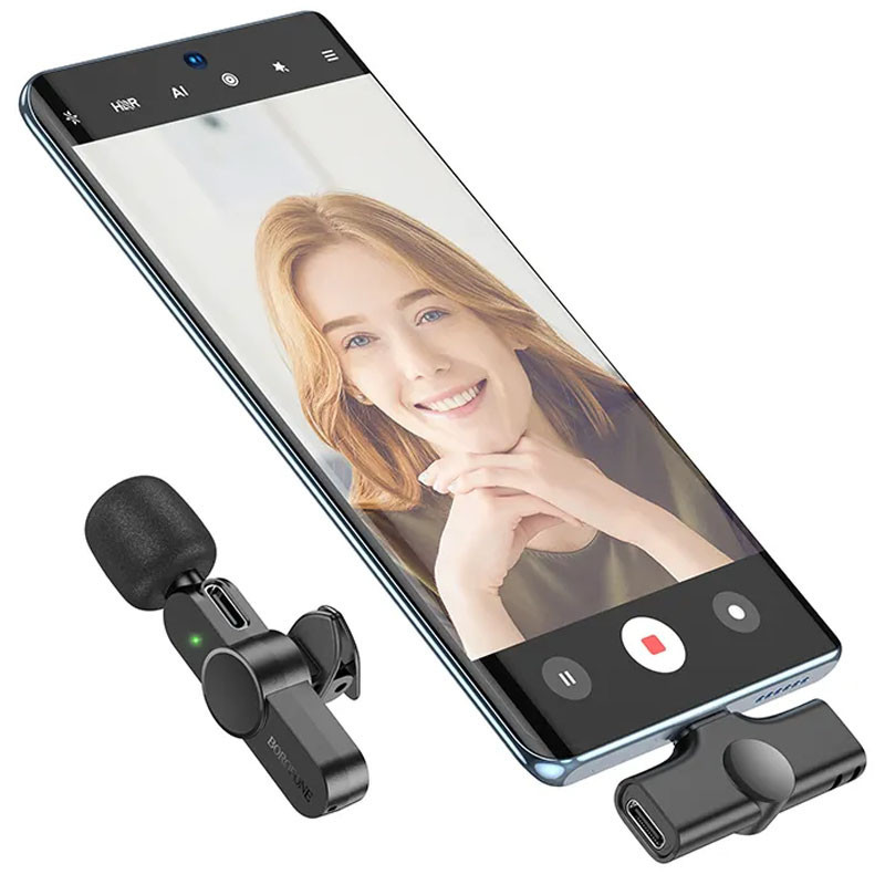 Петличный беспроводной микрофон Borofone BFK12 Trophy lavalier Lightning/Type-C Херсон - изображение 6